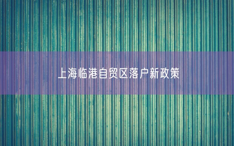 上海临港自贸区落户新政策