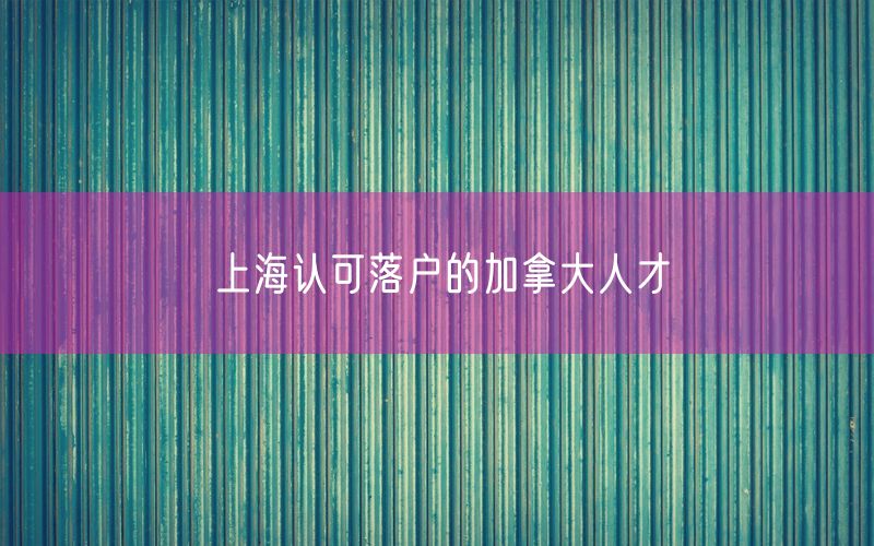 上海认可落户的加拿大人才