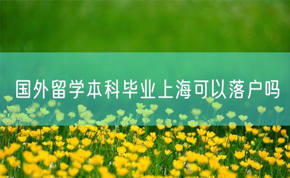 国外留学本科毕业上海可以落户吗