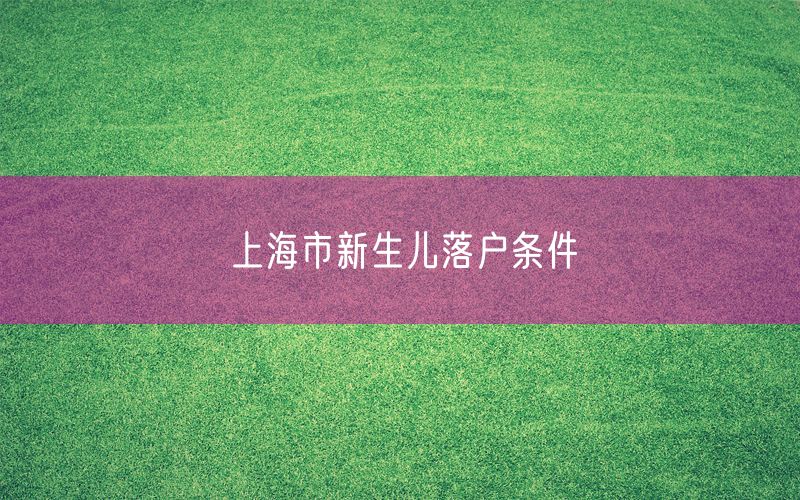 上海市新生儿落户条件