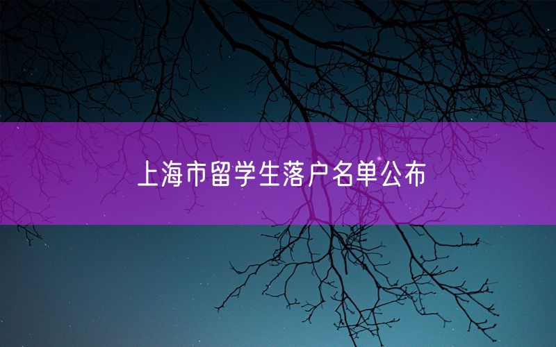 上海市留学生落户名单公布