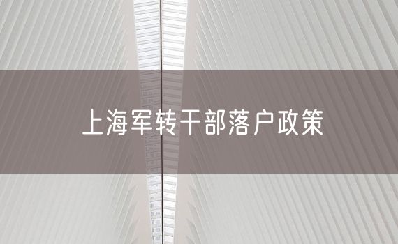 上海军转干部落户政策