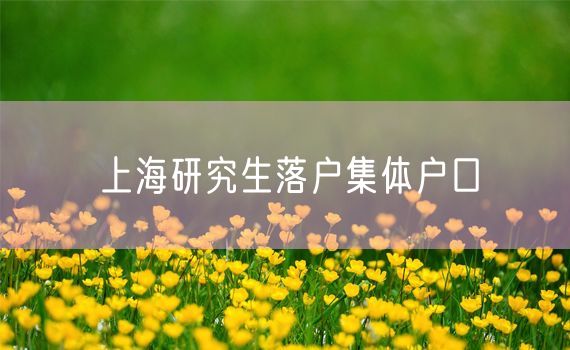上海研究生落户集体户口