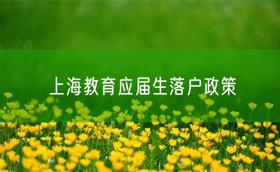 上海教育应届生落户政策