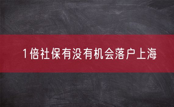 1倍社保有没有机会落户上海