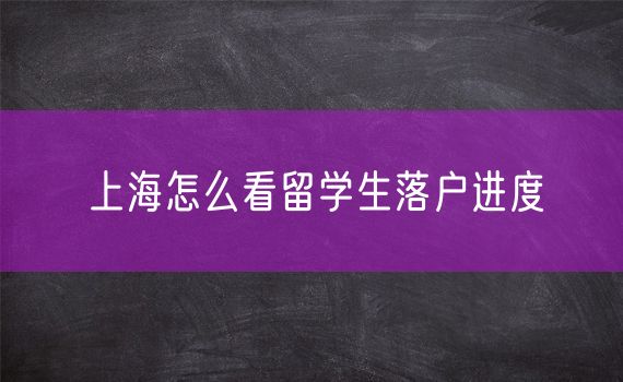 上海怎么看留学生落户进度