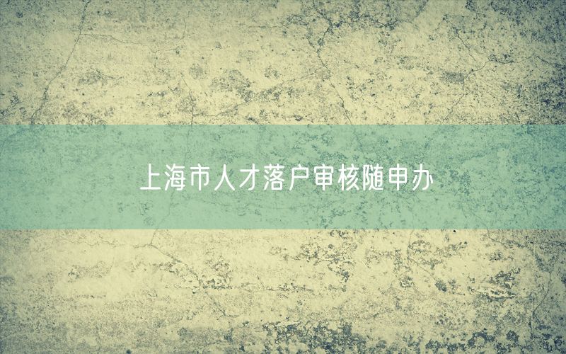 上海市人才落户审核随申办