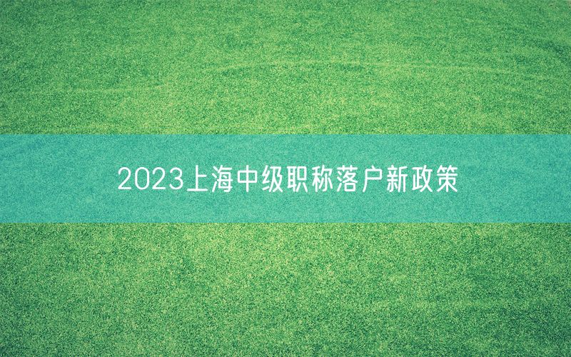 2023上海中级职称落户新政策