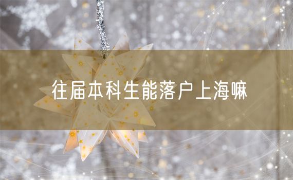 往届本科生能落户上海嘛