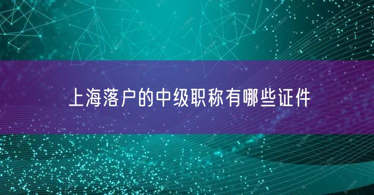 上海落户的中级职称有哪些证件