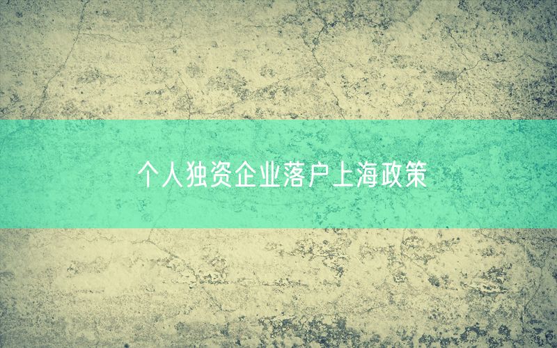 个人独资企业落户上海政策