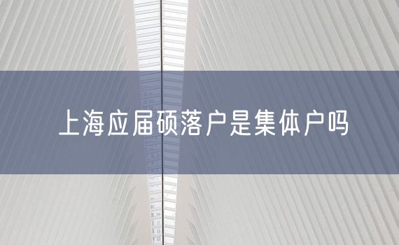 上海应届硕落户是集体户吗