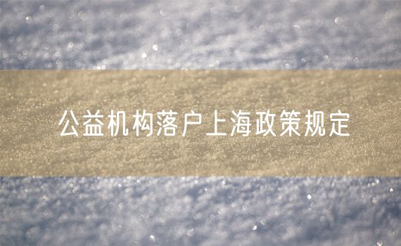公益机构落户上海政策规定