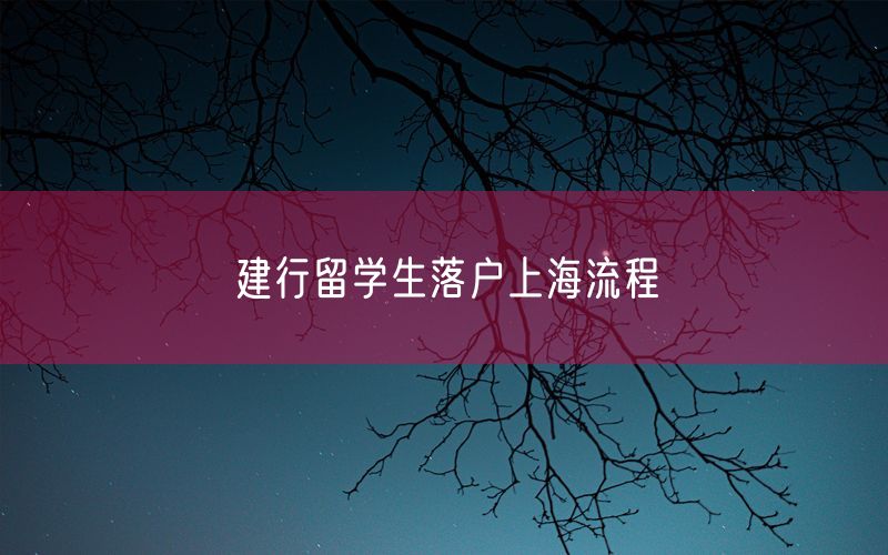 建行留学生落户上海流程