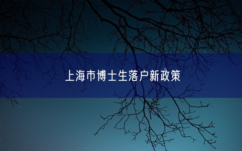 上海市博士生落户新政策