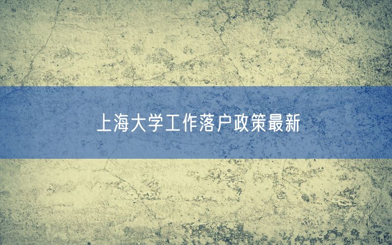 上海大学工作落户政策最新