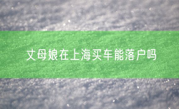 丈母娘在上海买车能落户吗