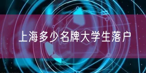 上海多少名牌大学生落户