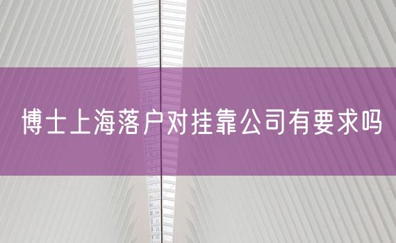博士上海落户对挂靠公司有要求吗