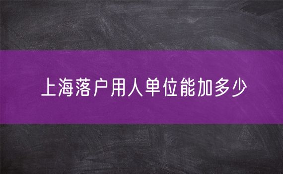 上海落户用人单位能加多少