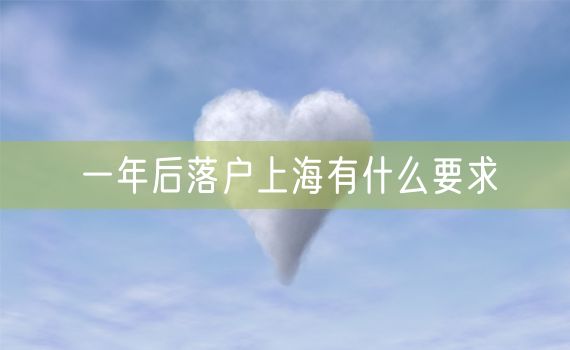 一年后落户上海有什么要求