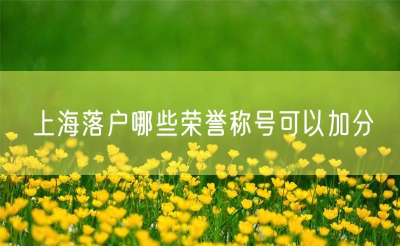 上海落户哪些荣誉称号可以加分
