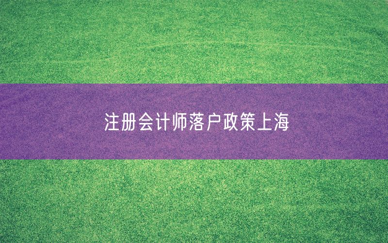注册会计师落户政策上海