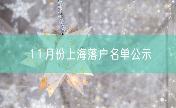 11月份上海落户名单公示