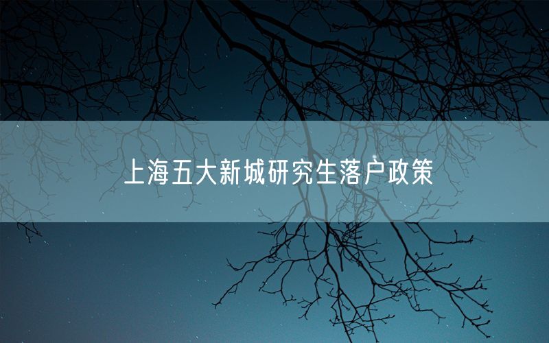 上海五大新城研究生落户政策