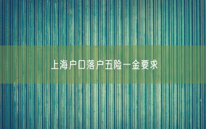 上海户口落户五险一金要求