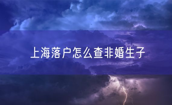 上海落户怎么查非婚生子