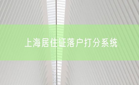 上海居住证落户打分系统