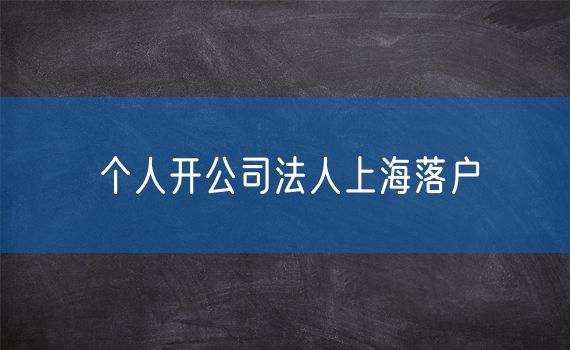 个人开公司法人上海落户