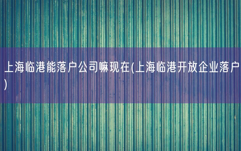上海临港能落户公司嘛现在(上海临港开放企业落户)
