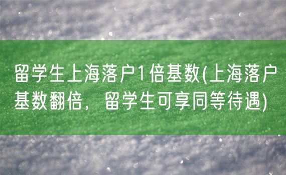 留学生上海落户1倍基数(上海落户基数翻倍，留学生可享同等待遇)