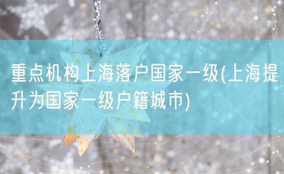 重点机构上海落户国家一级(上海提升为国家一级户籍城市)