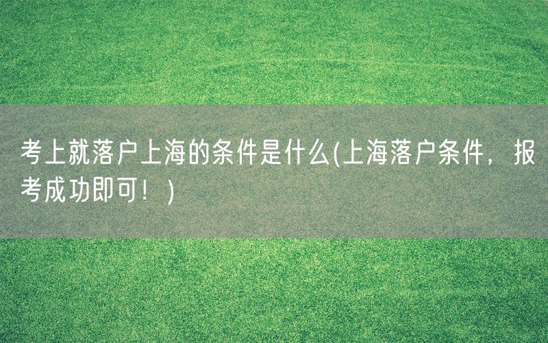 考上就落户上海的条件是什么(上海落户条件，报考成功即可！)