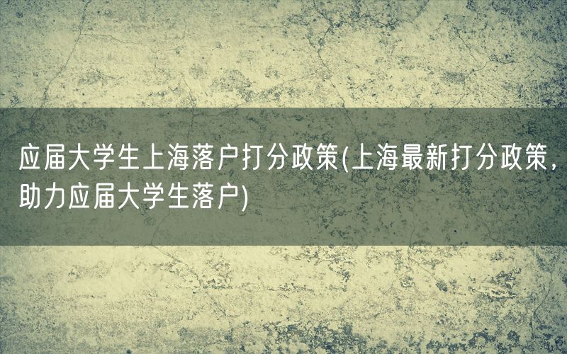 应届大学生上海落户打分政策(上海最新打分政策，助力应届大学生落户)