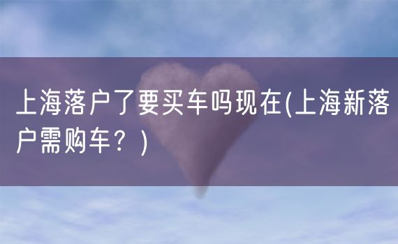 上海落户了要买车吗现在(上海新落户需购车？)