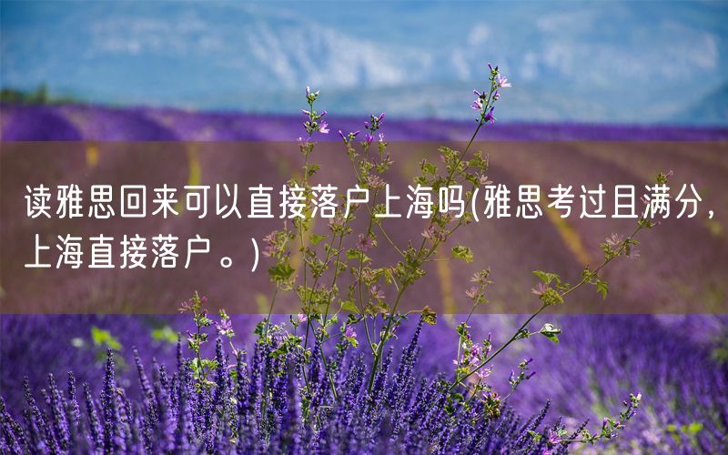 读雅思回来可以直接落户上海吗(雅思考过且满分，上海直接落户。)