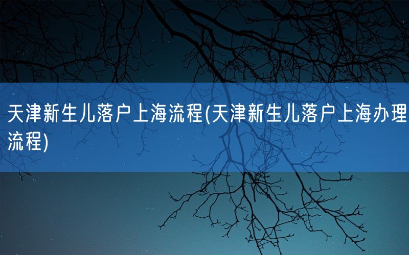 天津新生儿落户上海流程(天津新生儿落户上海办理流程)