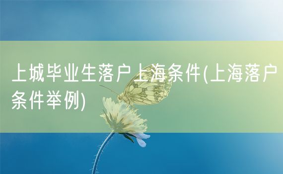 上城毕业生落户上海条件(上海落户条件举例)