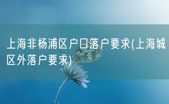 上海非杨浦区户口落户要求(上海城区外落户要求)