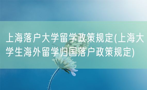 上海落户大学留学政策规定(上海大学生海外留学归国落户政策规定)