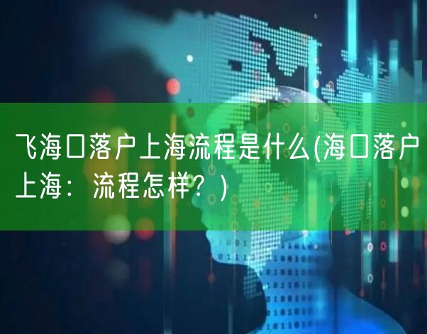 飞海口落户上海流程是什么(海口落户上海：流程怎样？)