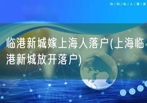 临港新城嫁上海人落户(上海临港新城放开落户)