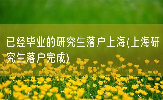 已经毕业的研究生落户上海(上海研究生落户完成)