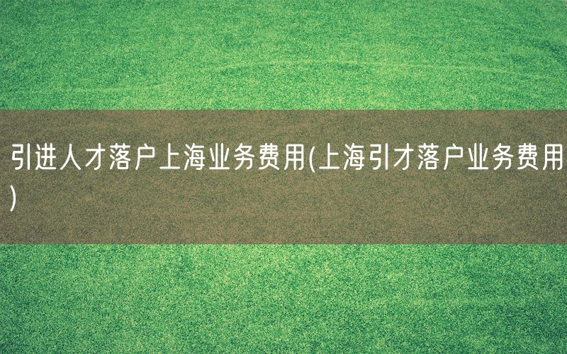 引进人才落户上海业务费用(上海引才落户业务费用)