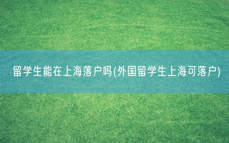 留学生能在上海落户吗(外国留学生上海可落户)