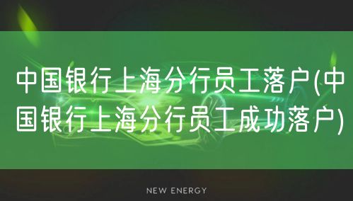 中国银行上海分行员工落户(中国银行上海分行员工成功落户)